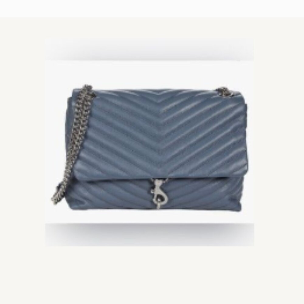 NWOT.  Rebecca Minkoff Quilted Crossbody Bag in Dusty Blue with Silver Hardware